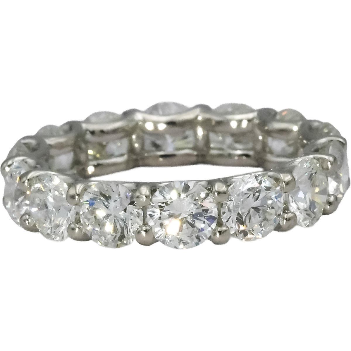 14k White Gold VS Round Natural Diamond Eternity Band Ring 5.76CT Size 7.5
