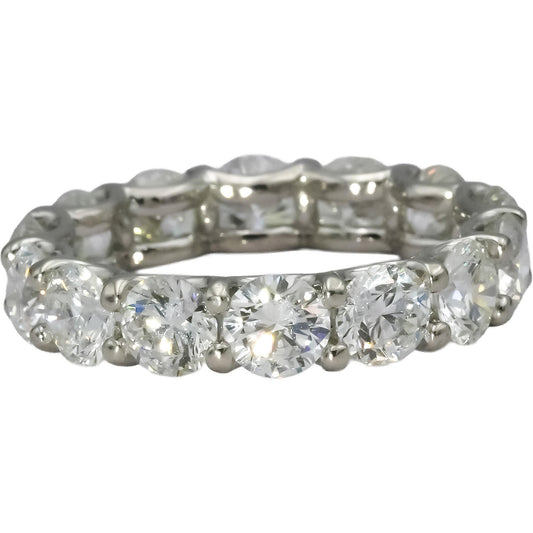 14k White Gold VS Round Natural Diamond Eternity Band Ring 5.76CT Size 7.5