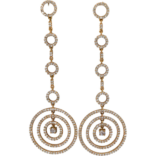 18k Rose Gold Round Diamond Circle Dangle Earrings 2.0CT