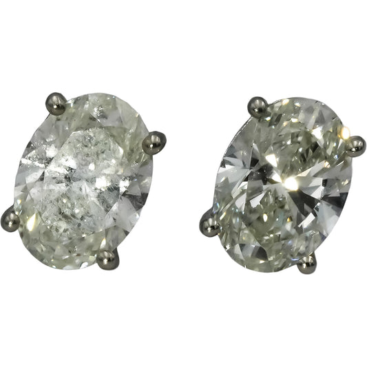 IGI 14k White Gold VVS2/F Oval Cut Lab-Grown Diamond Stud Earrings 4.80CT