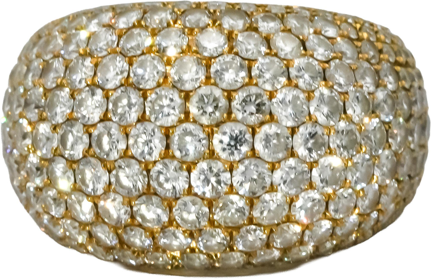 ODELIA 18k Yellow Gold VS Diamond Pave Dome Cocktail Ring 6.0CT Size 6