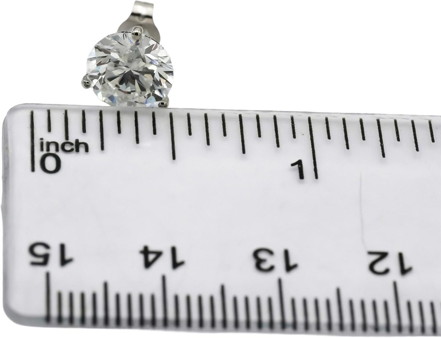 14k White Gold VS Round Lab-Grown Diamond Martini Setting Stud Earrings 4.60CT