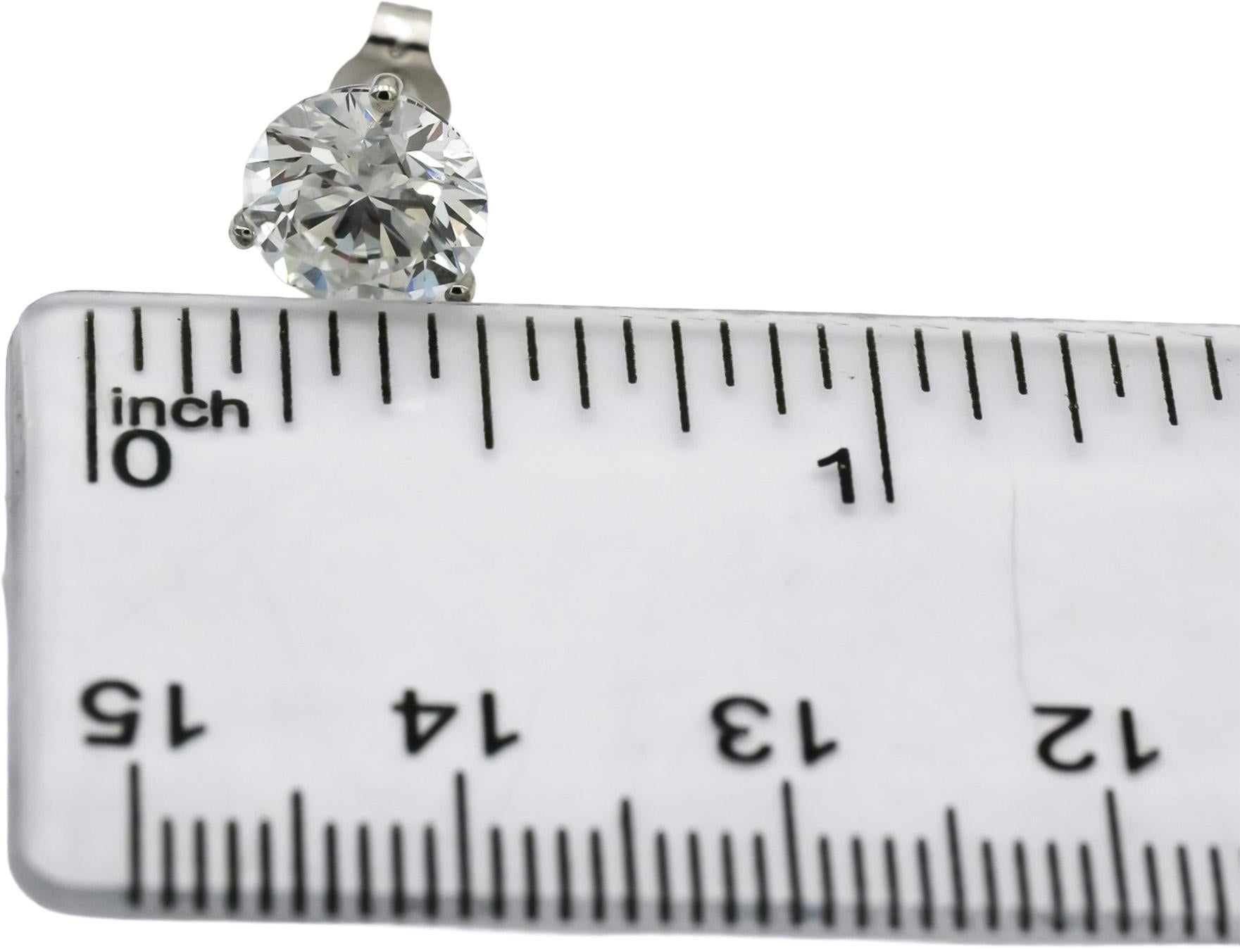14k White Gold VS Round Lab-Grown Diamond Martini Setting Stud Earrings 4.60CT