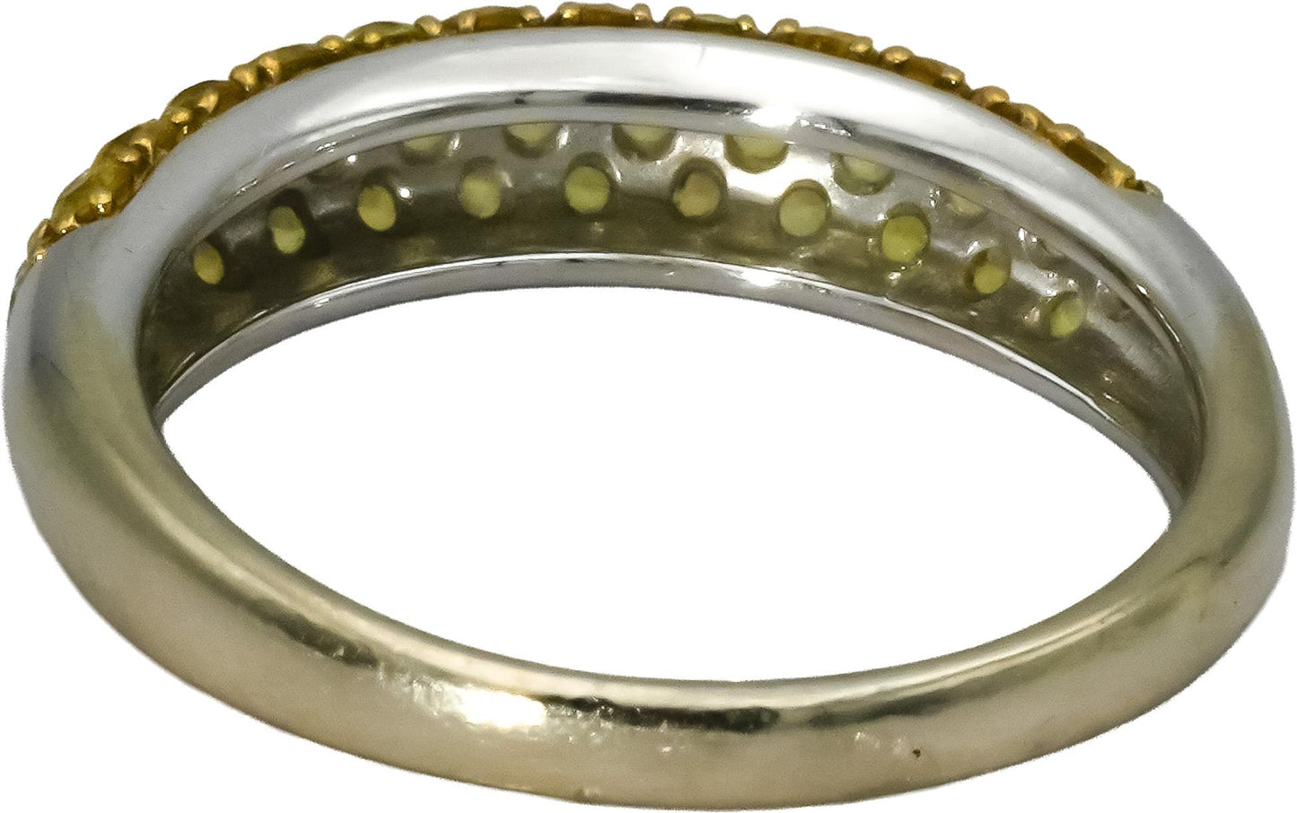 14k White Gold Round Yellow Sapphire Cluster Band Ring Size 8