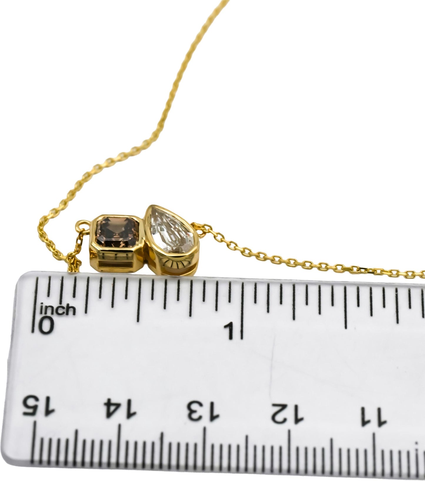 14k Yellow Gold Asscher Step Pear Cut VS Natural Diamond Pendant Necklace 1.92CT