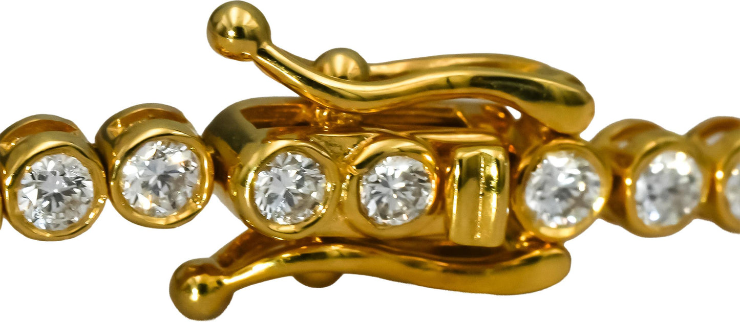14k Yellow Gold Round Bezel Set Diamond Tennis Bracelet 1.96CT