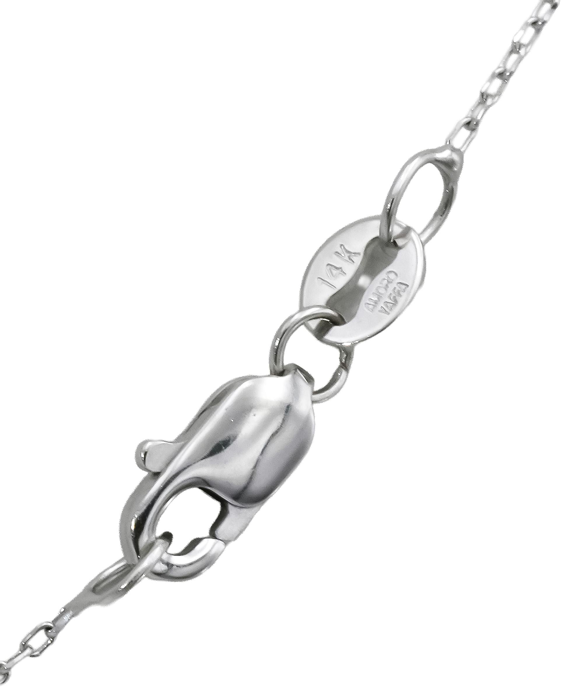 14k White Gold VS Rose Cut Pear Shape Diamond By The Yard Chain Necklace 0.89CT