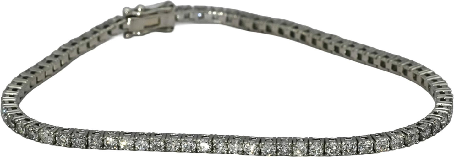 Platinum Round Diamond Tennis Bracelet 3.16CT