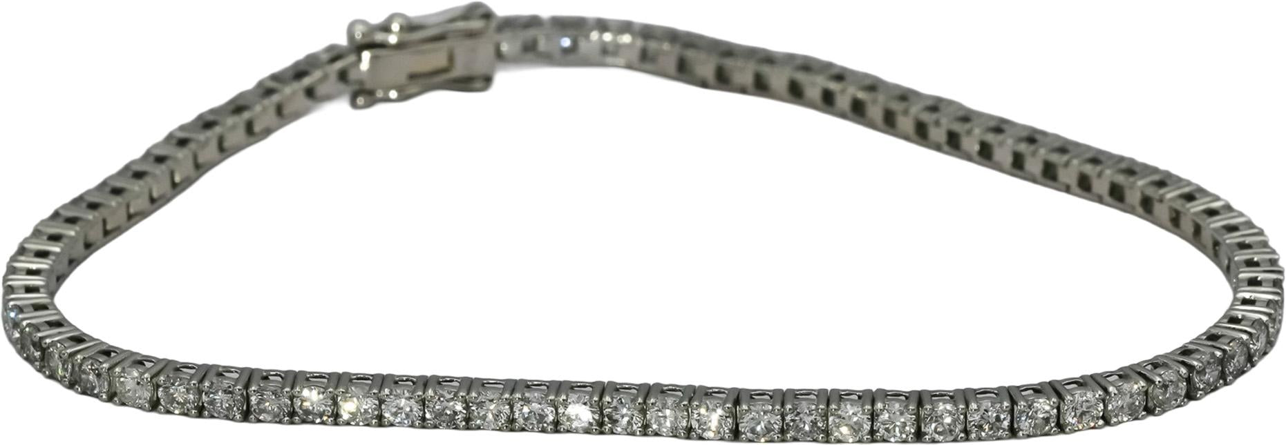 Platinum Round Diamond Tennis Bracelet 3.16CT