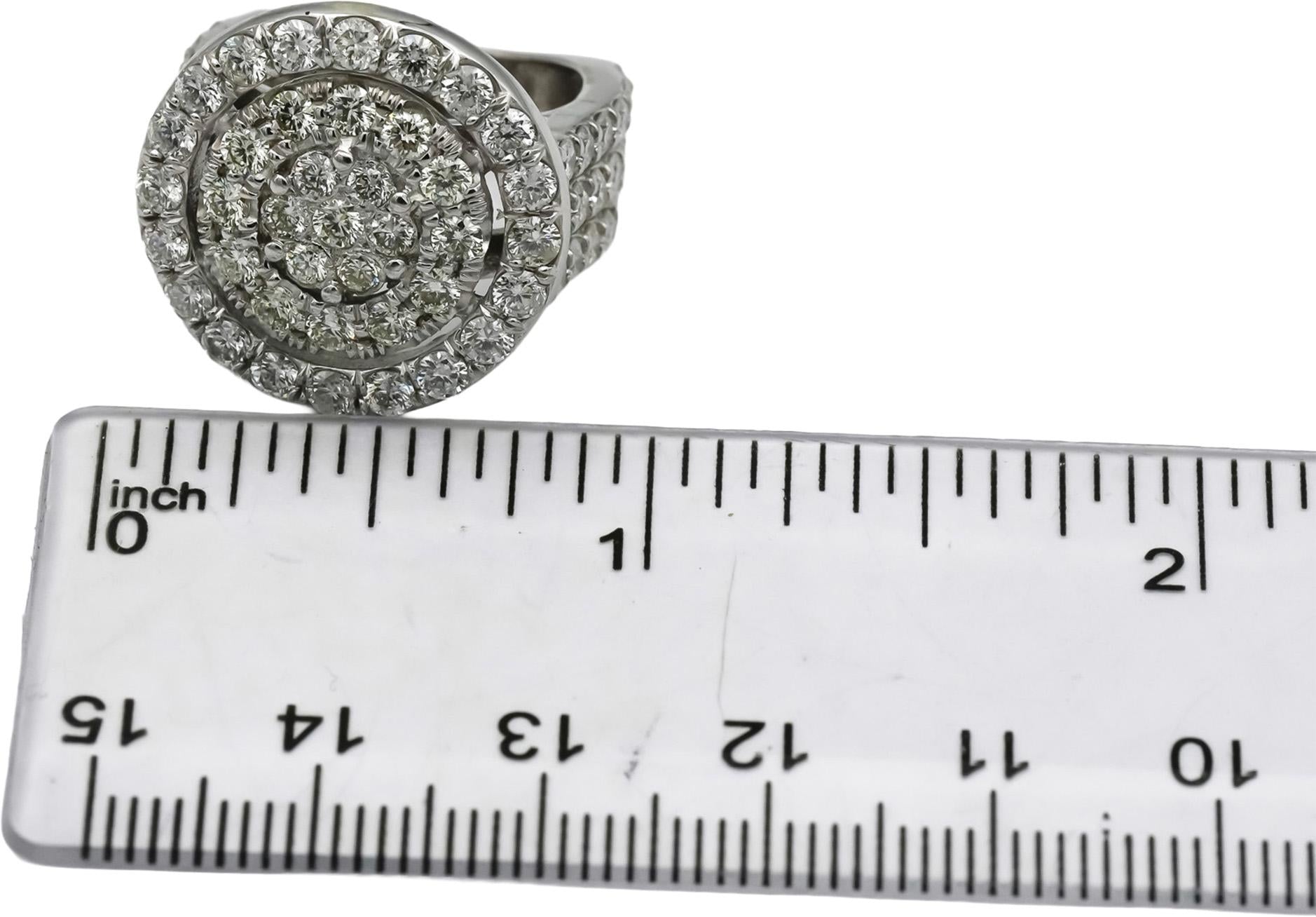 18k White Gold VS Round Diamond Cocktail Ring 3.0CT Size 5
