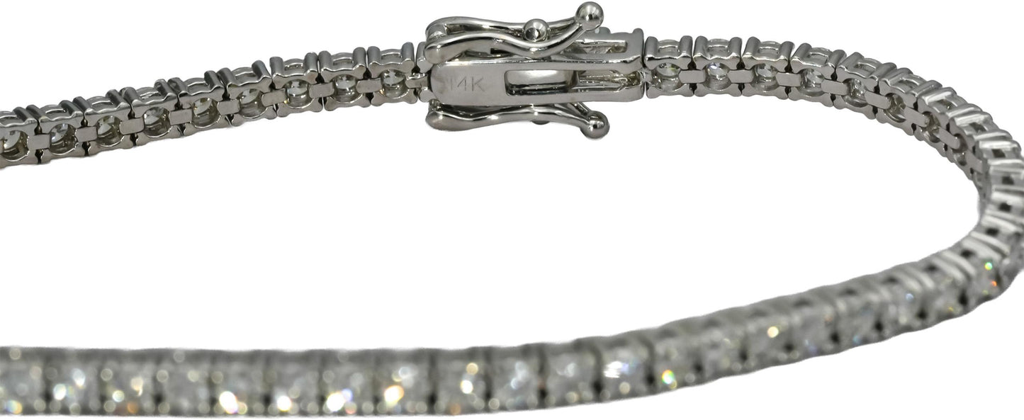14k White Gold VS Round Diamond Tennis Bracelet 3.50CT