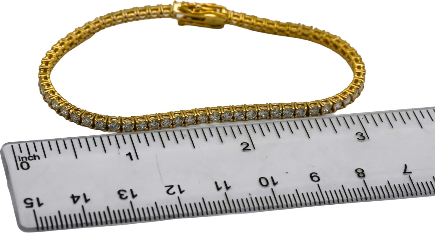 14k Yellow Gold VS Round Lab-Grown Diamond Tennis Bracelet 3.52CT