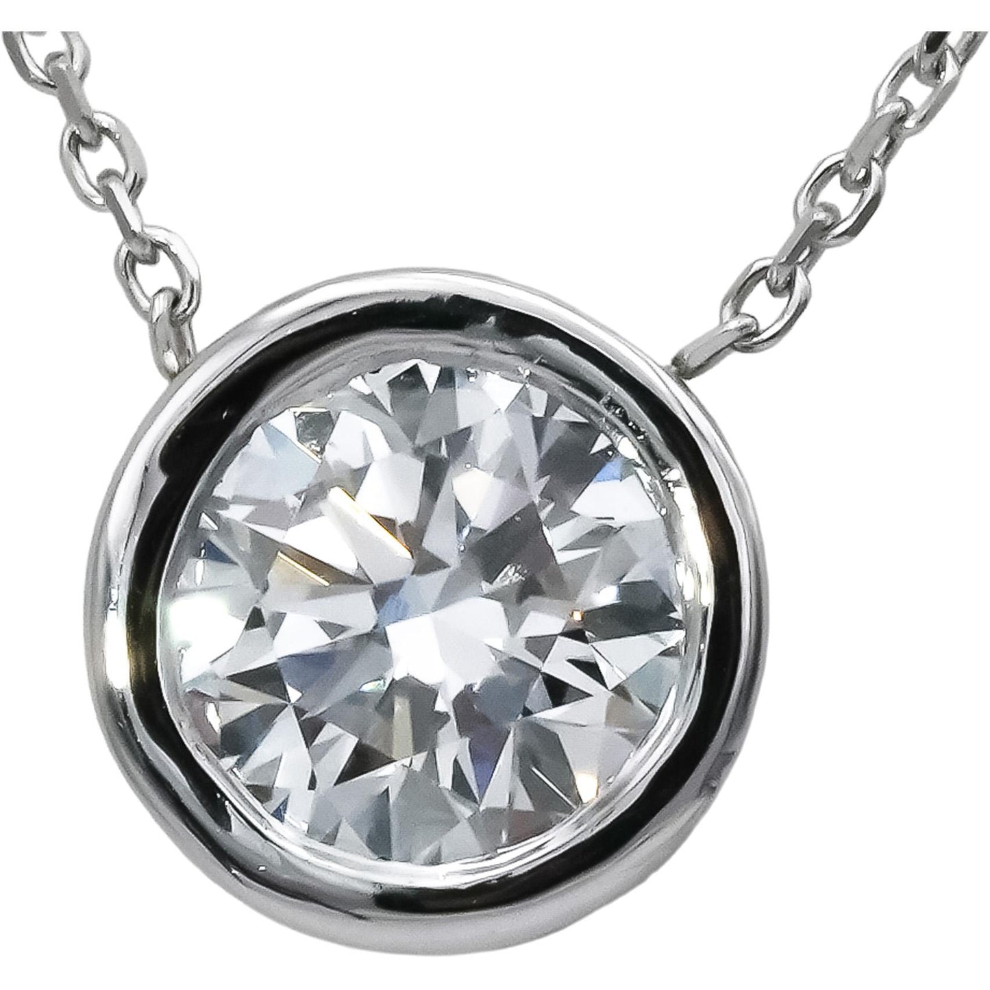 14k White Gold VS Round Lab-Grown Diamond Solitaire Pendant Necklace 1.56CT