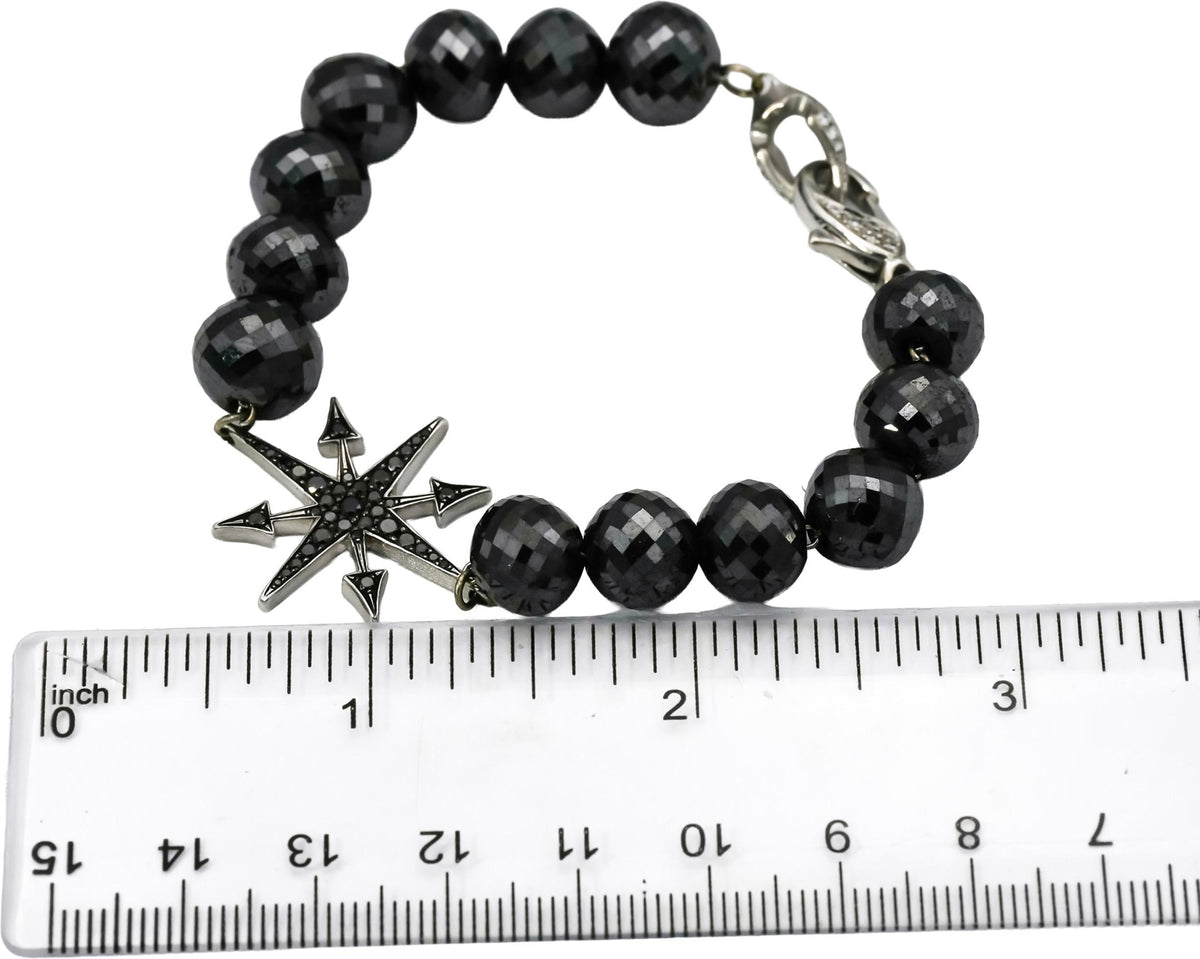 18k White Gold White and Black Diamond Bracelet w/ Star Charm 101.0CT