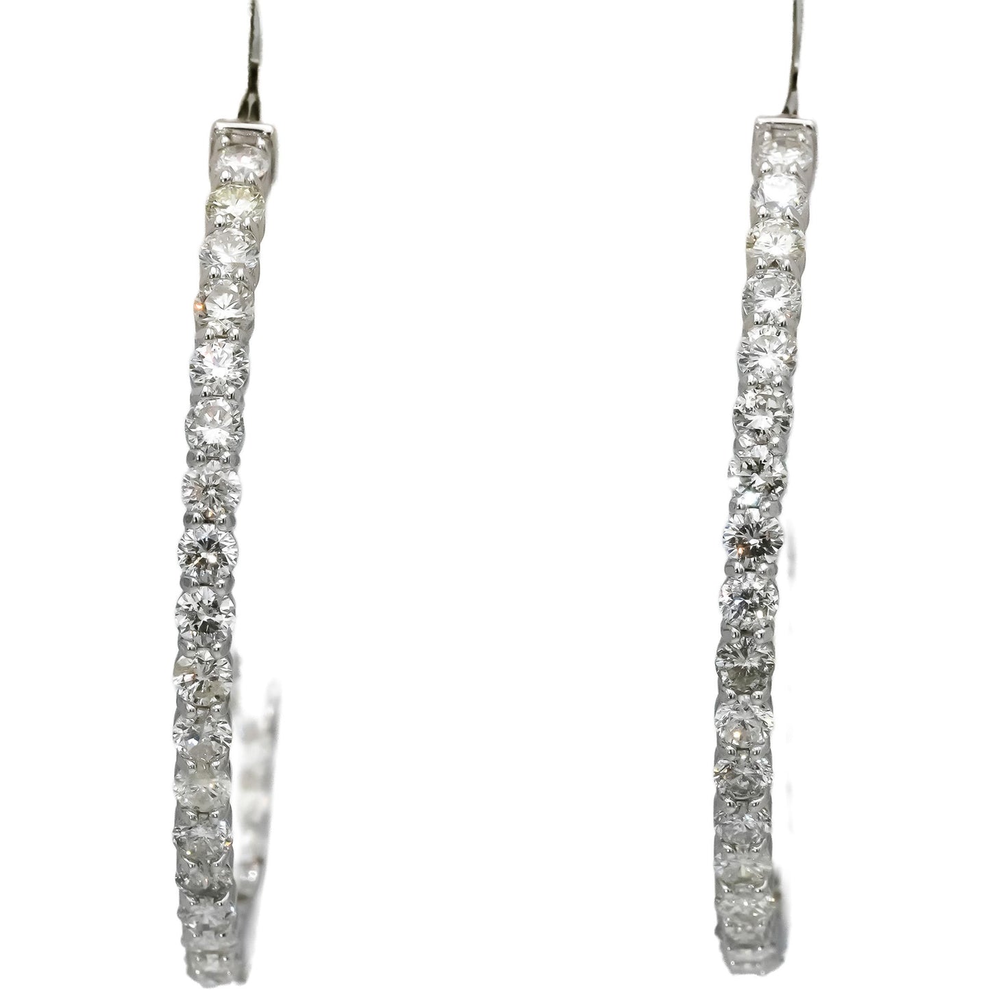 14k White Gold Round Natural Diamond Inside Out Hoop Earrings 6.43CT