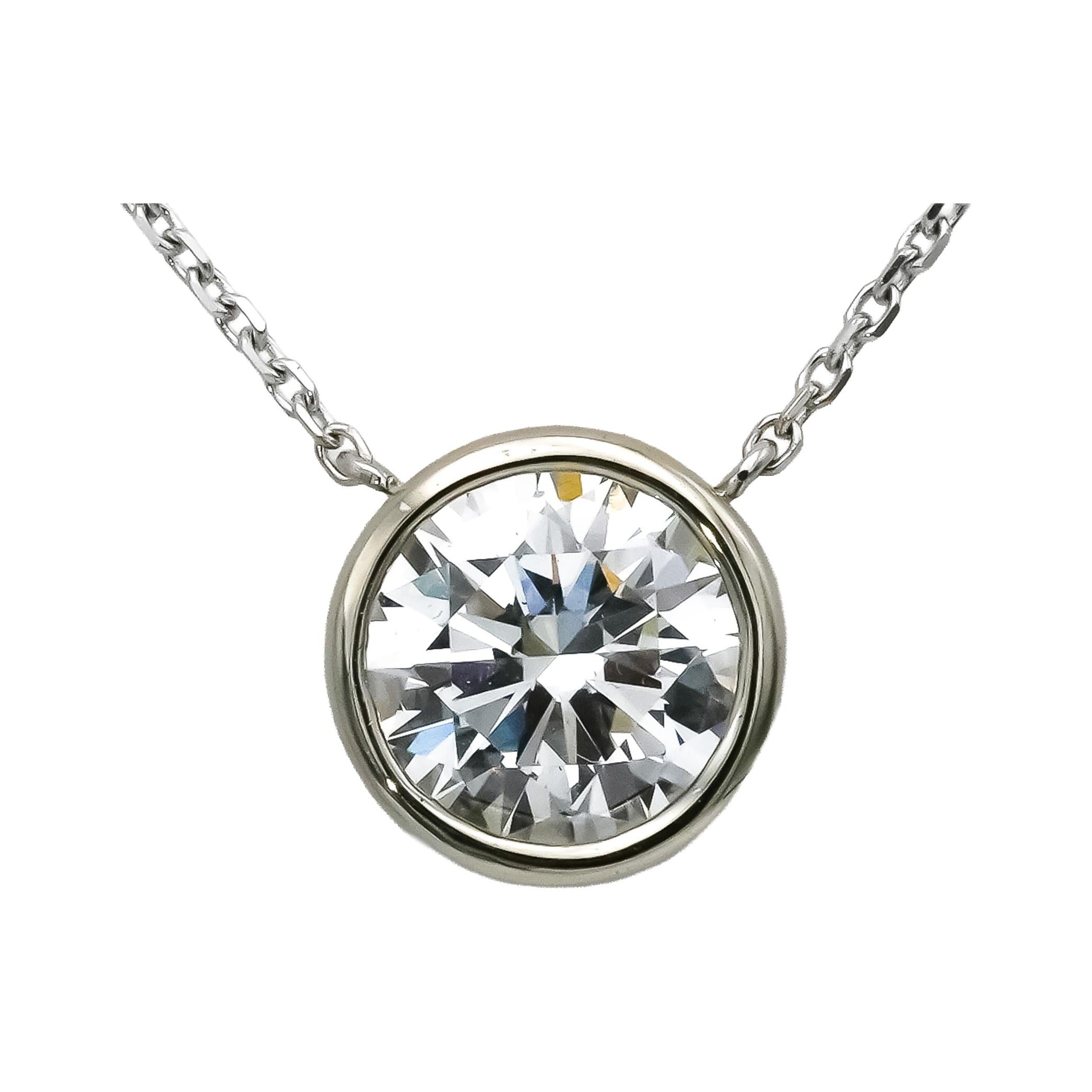 14k White Gold VS Round Lab-Grown Diamond Solitaire Pendant Necklace 2.05CT