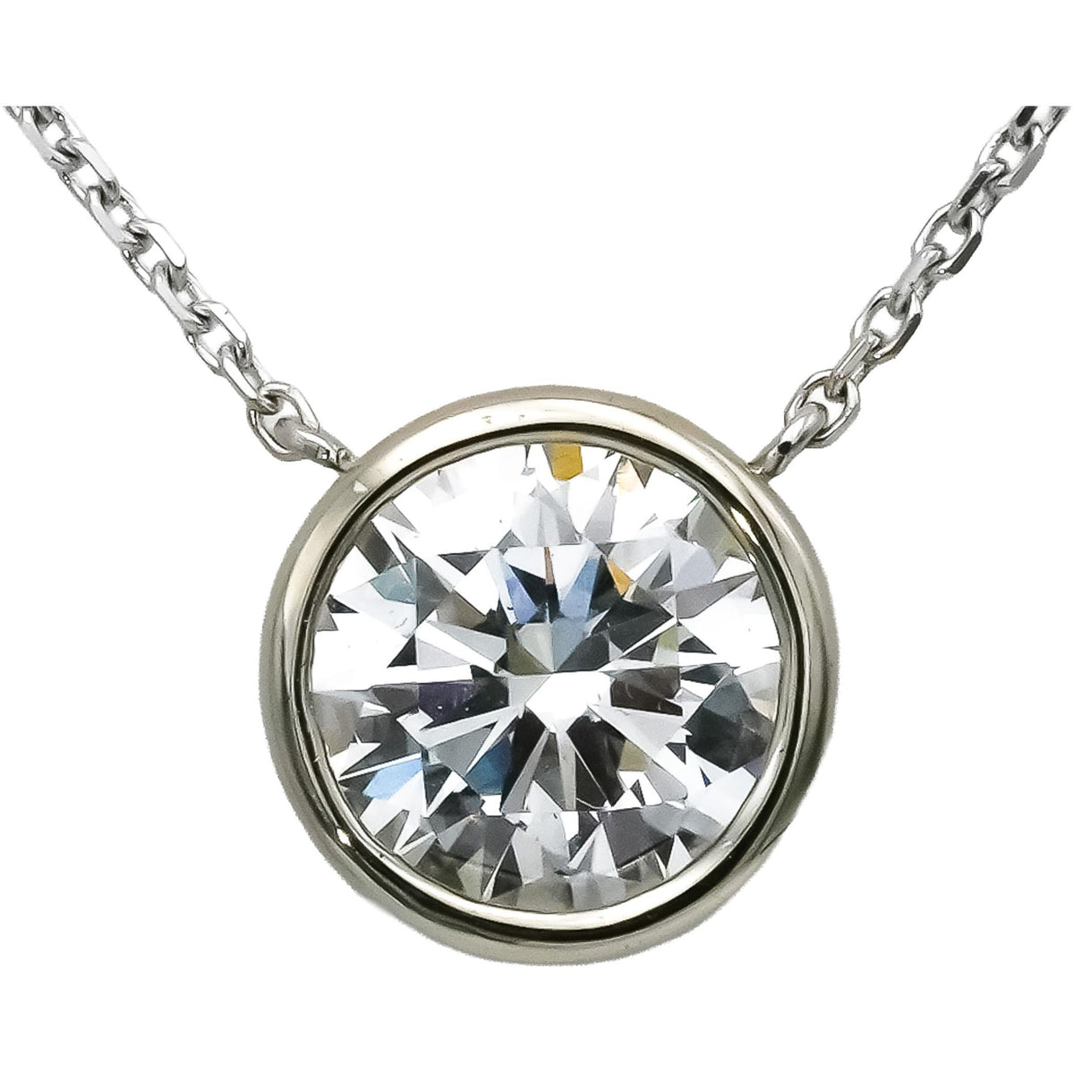 14k White Gold VS Round Lab-Grown Diamond Solitaire Pendant Necklace 2.05CT