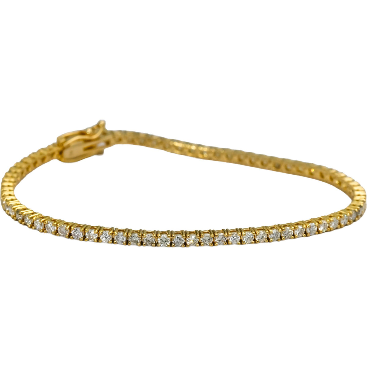 14k Yellow Gold VS Round Natural Diamond Tennis Bracelet 3.20CT