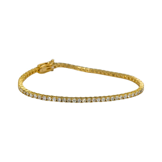 14k Yellow Gold VS Round Natural Diamond Tennis Bracelet 3.20CT
