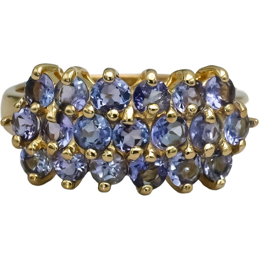 14k Yellow Gold Round Tanzanite Cluster Ring 1.50CT Size 6.75