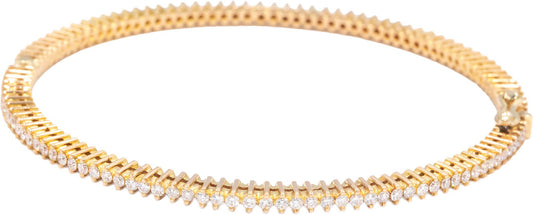 18k Yellow Gold VS Round Diamond Bangle Bracelet 2.20CT