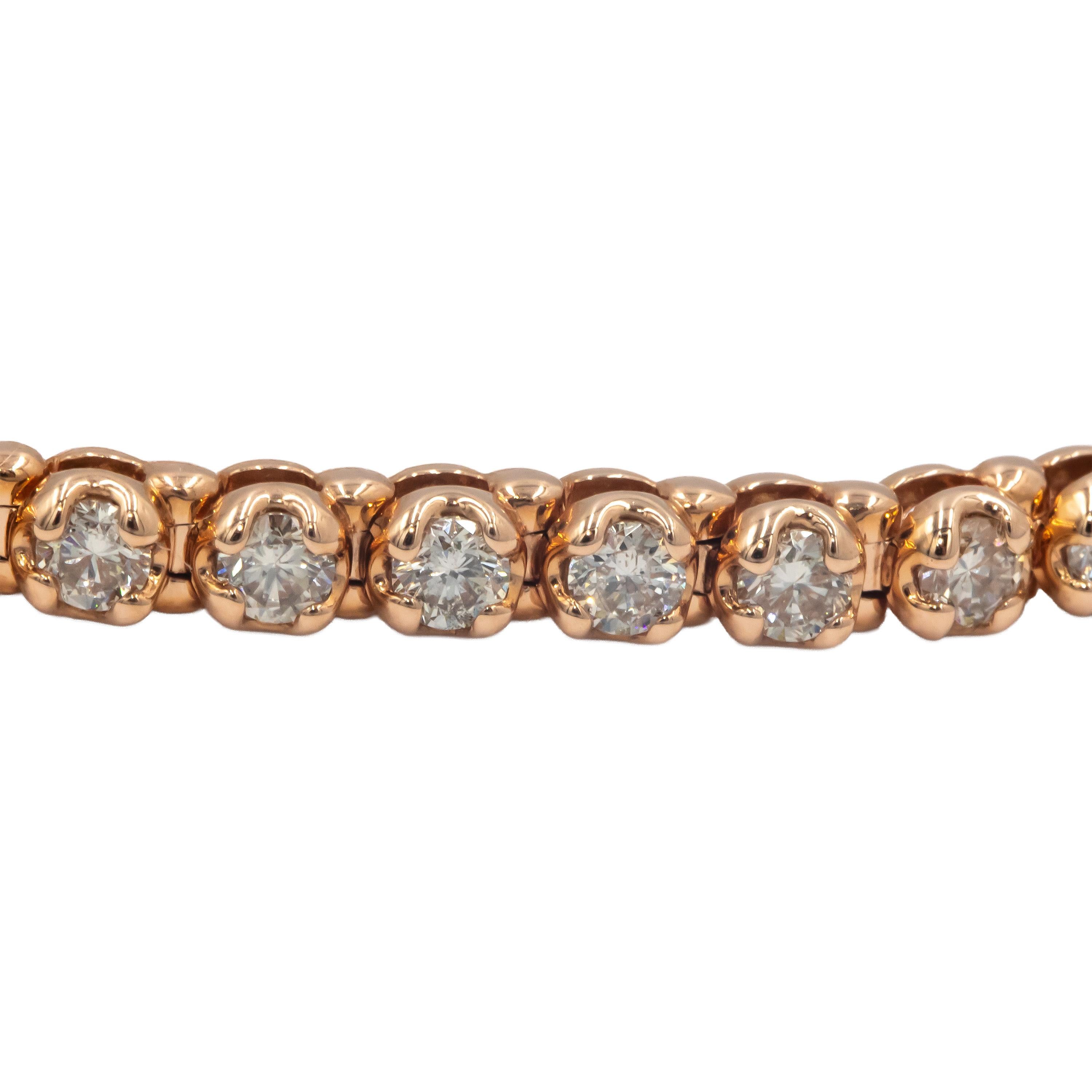 10k Rose Gold Round Diamond Formal Tennis Bracelet 4.0CT