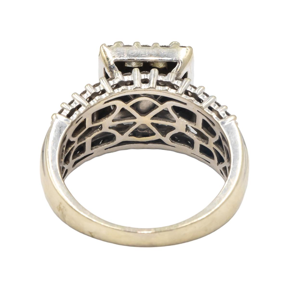 14k White Gold Diamond Cluster Cocktail Ring 2.50CT Size 8.25