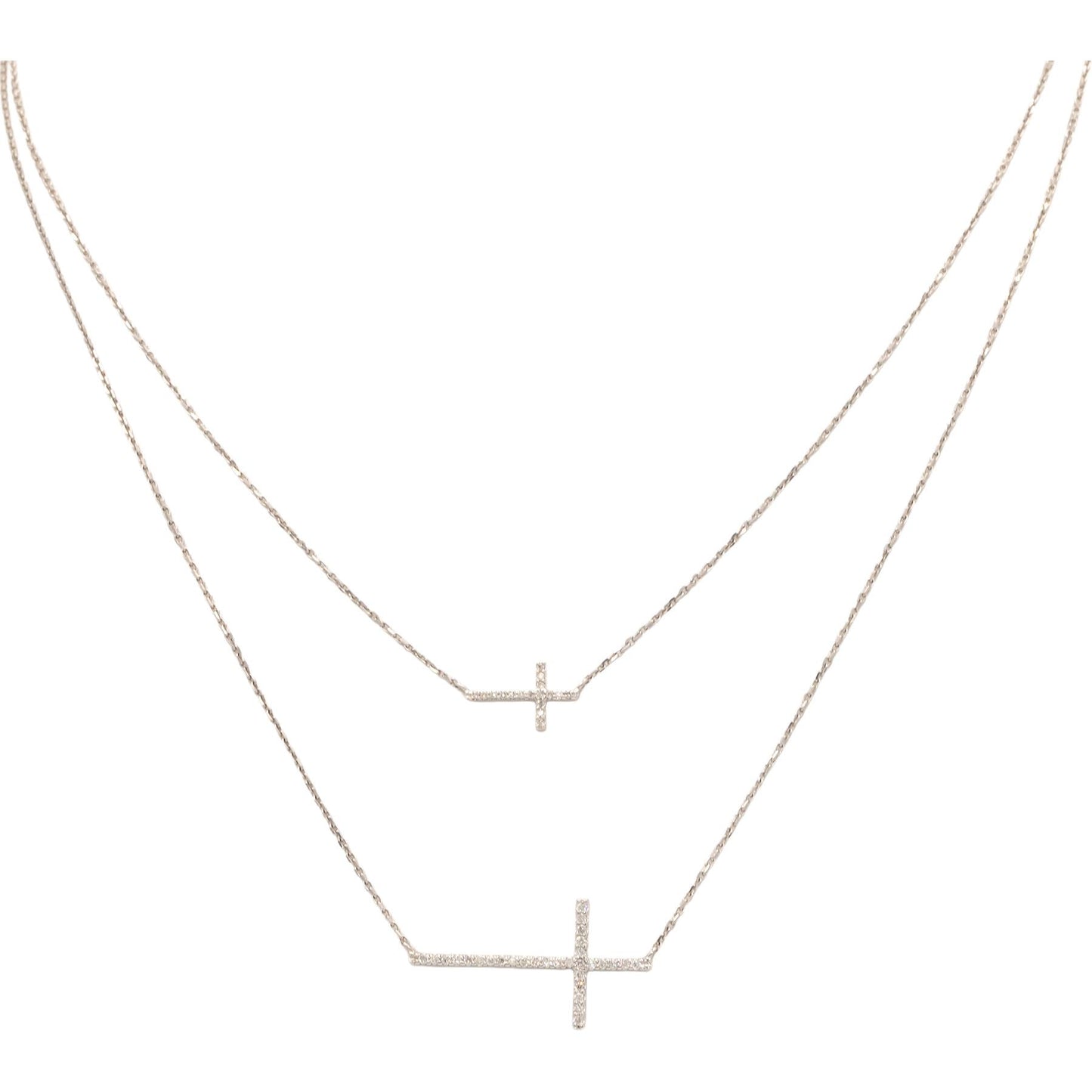 Vera Wang Love Collection 10K White Gold Diamond Sapphire Cross Necklace