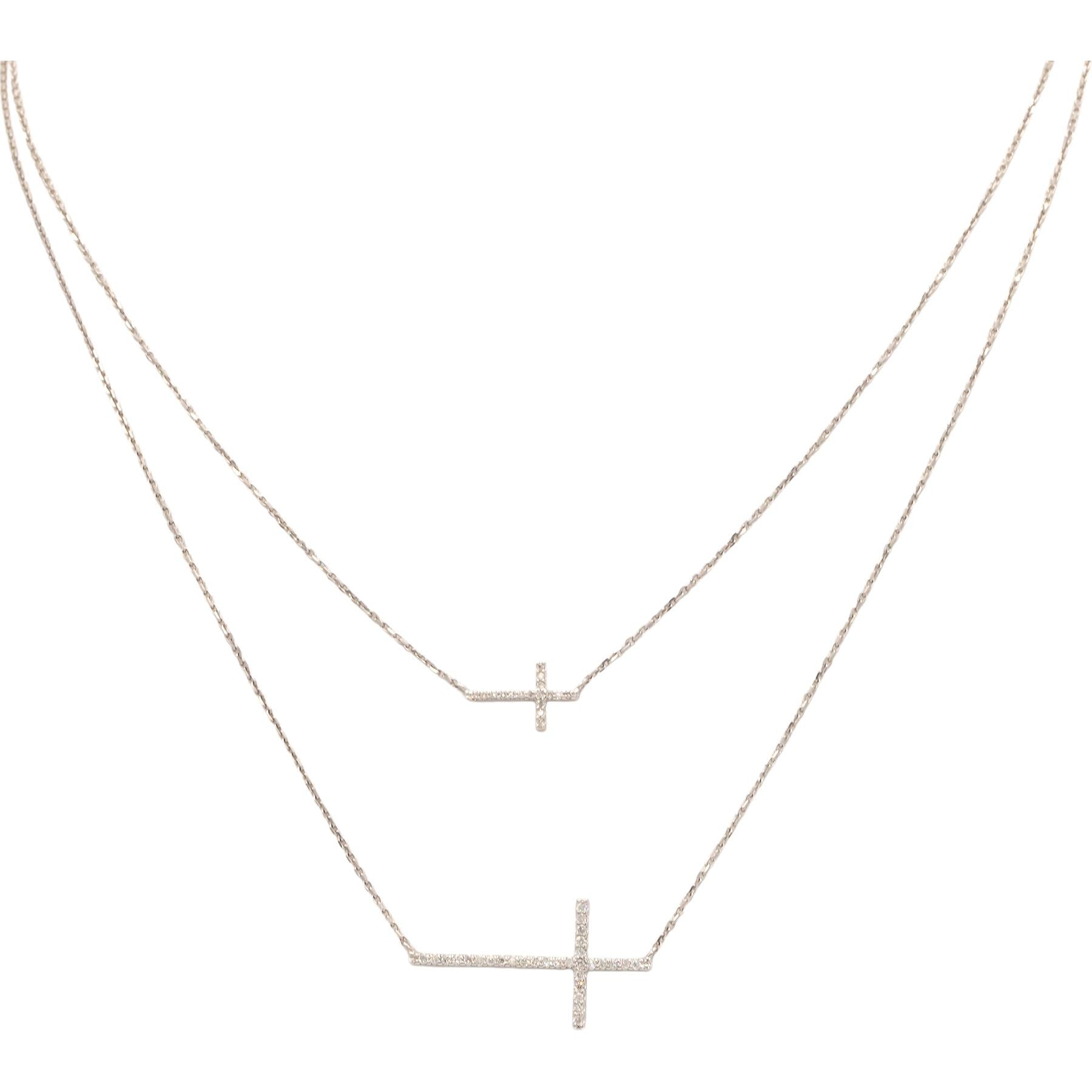 Vera Wang Love Collection 10K White Gold Diamond Sapphire Cross Necklace