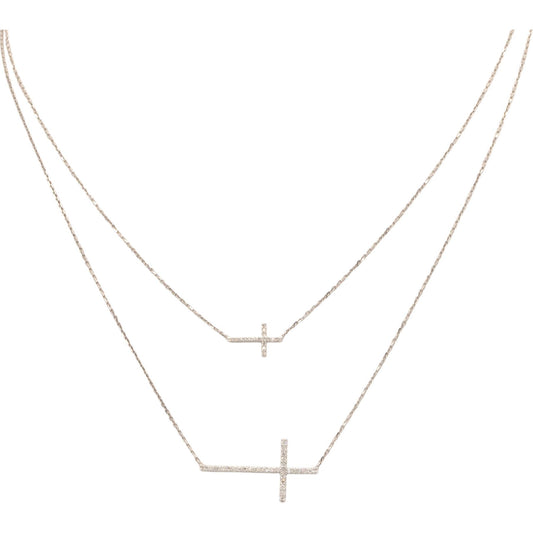 Vera Wang Love Collection 10K White Gold Diamond Sapphire Cross Necklace