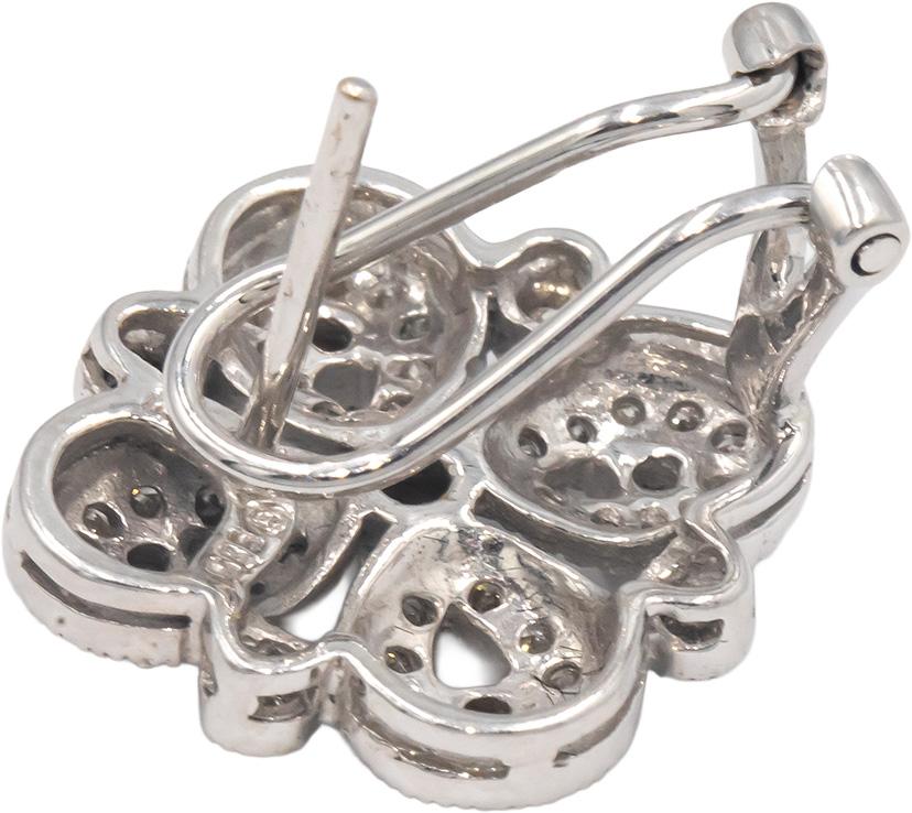 14k White Gold 0.50CT Diamond Floral Cluster Earrings