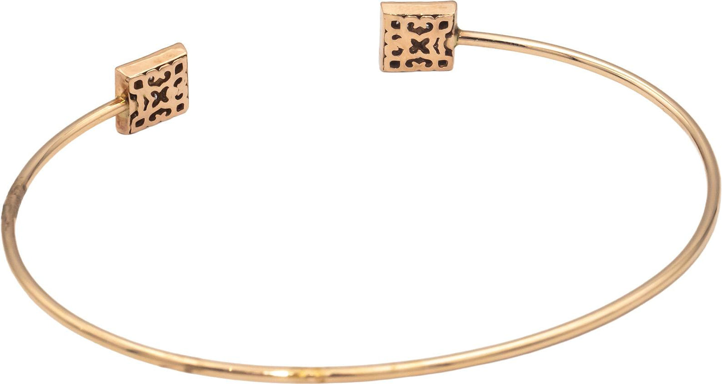 14k Rose Gold 0.40CT Diamond Pyramid Ends Cuff Bracelet