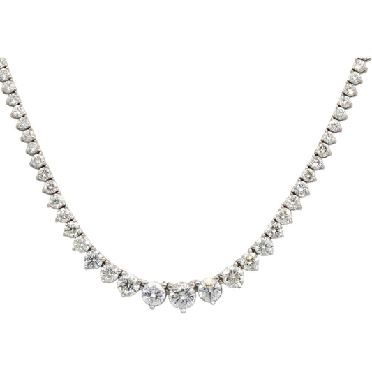 Diamond 14K White Gold VS Graduated Width Riviera Necklace 10.35CT