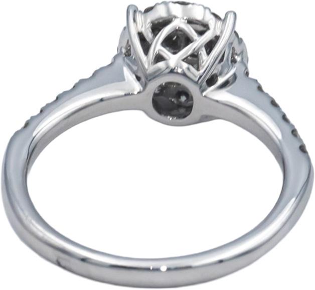 10k White Gold 0.75CT Princess and Round Cut Diamond Halo Ring Size 7
