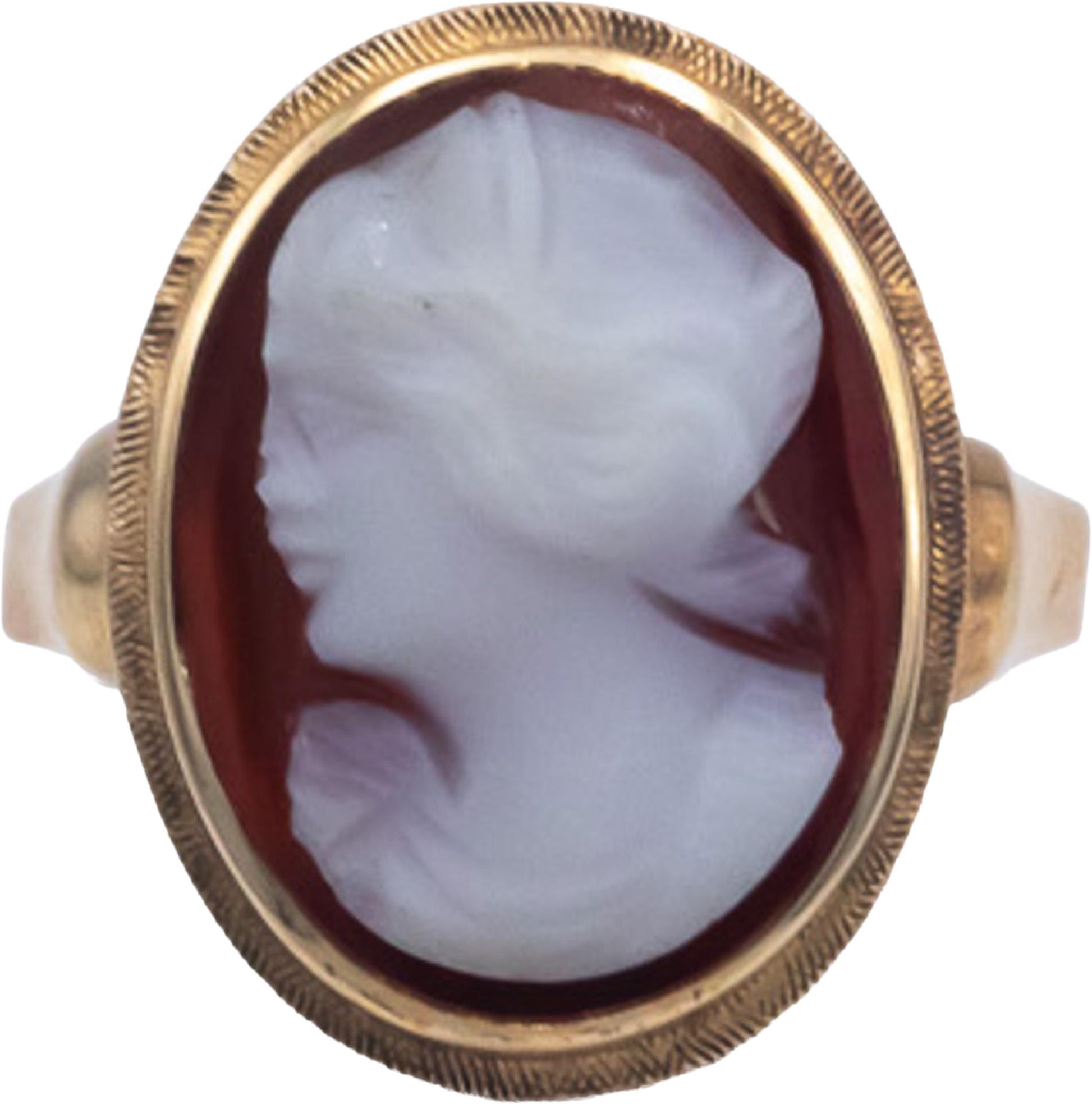 Vintage Antique 10k Yellow Gold Carnelian Cameo Ring Size 5