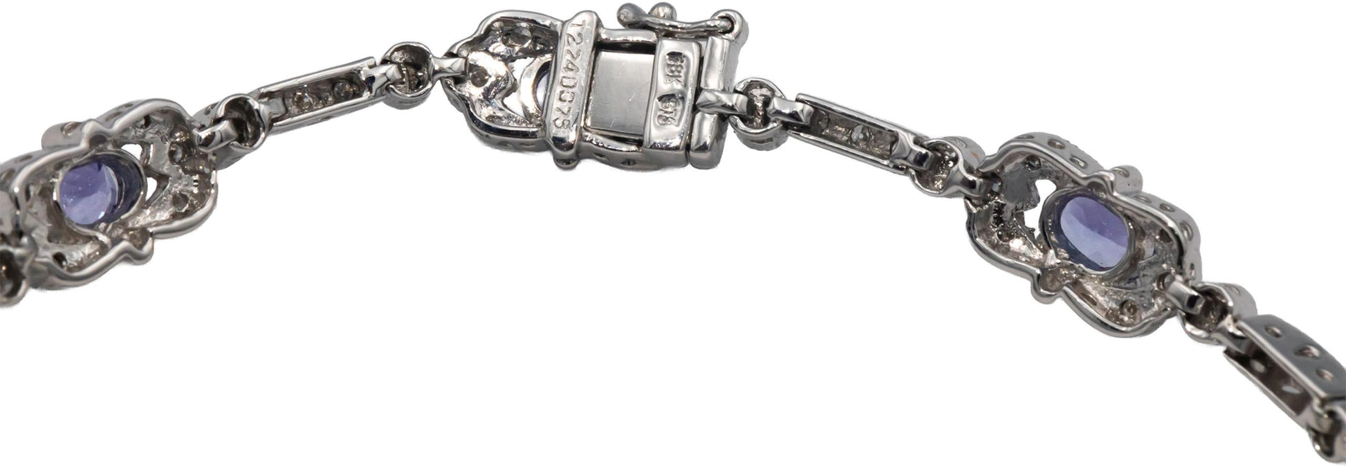 18k White Gold Diamond and Tanzanite Fancy Link Bracelet 3.49CT
