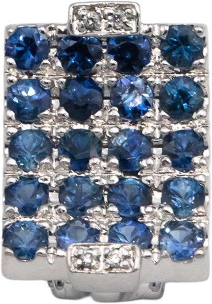 14k White Gold 3.29CT Diamond and Sapphire Cluster Earrings