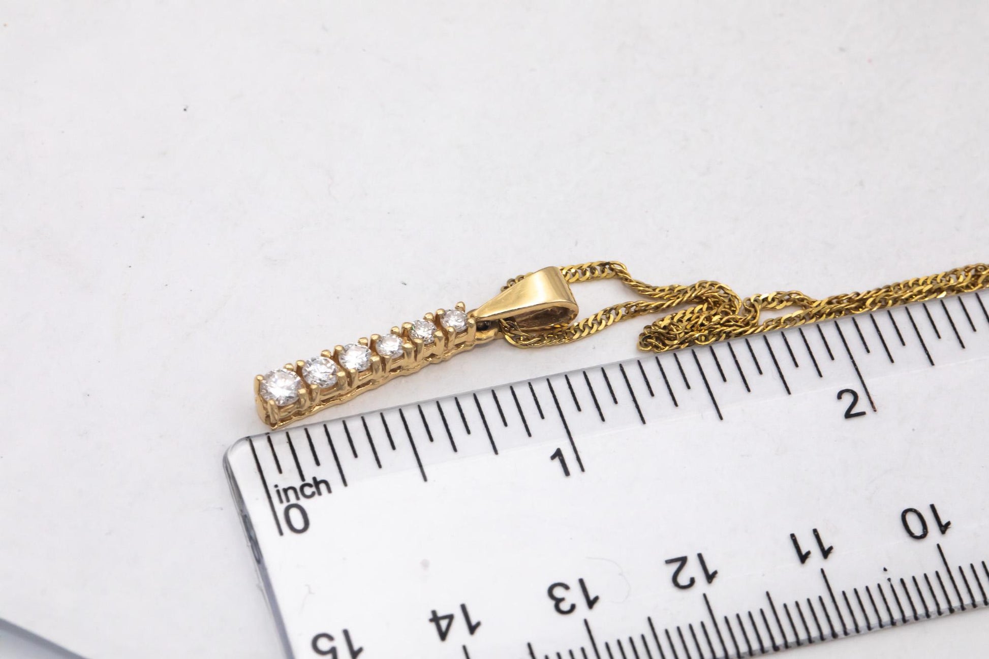 14k Yellow Gold 0.50CT Round Cut Diamond Stick Pendant Chain Necklace