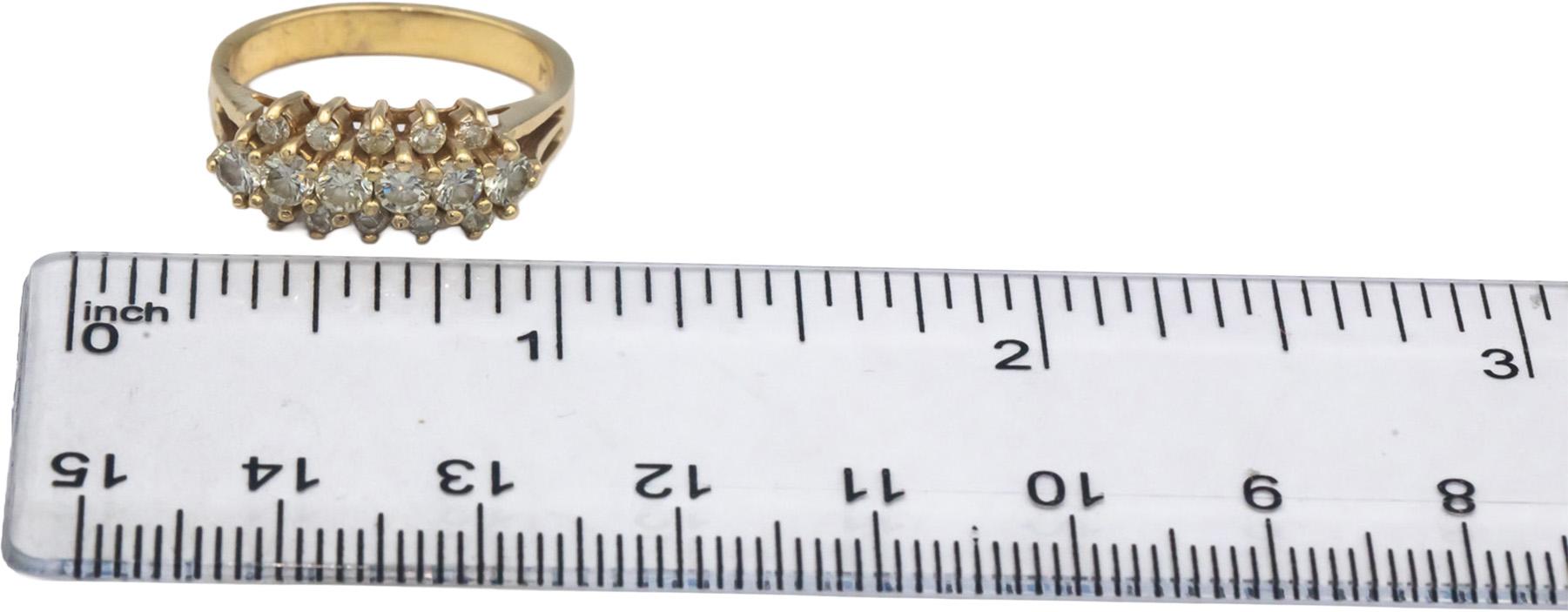 14k Yellow Gold 1.0CT VS Diamond Three Row Anniversary Band Ring Size 6.5