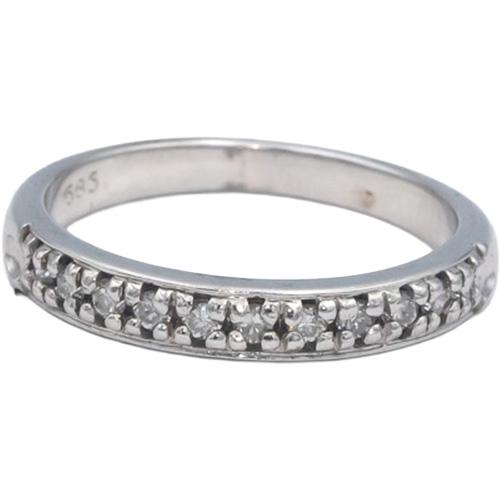 14k White Gold 0.16CT Round Cut Diamond Band Ring Size 6.5