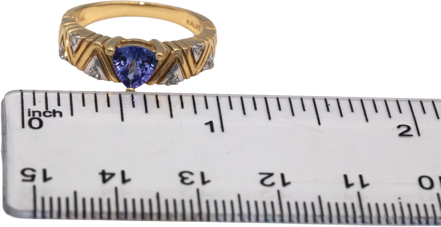 14k Yellow & White Gold Jewelry Diamond and Tanzanite Ring 0.81CT Size 7