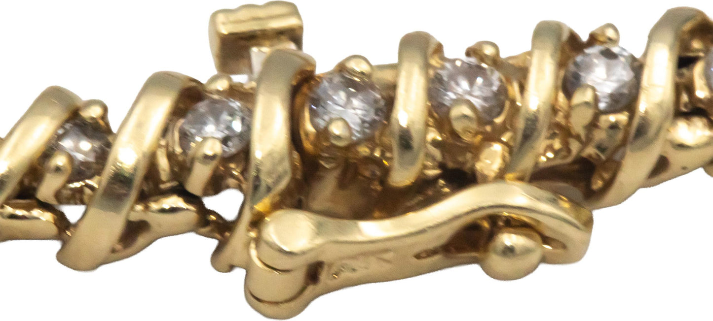 14k Yellow Gold Jewelry 2.0CT Round Cut Diamond S Link Tennis Bracelet