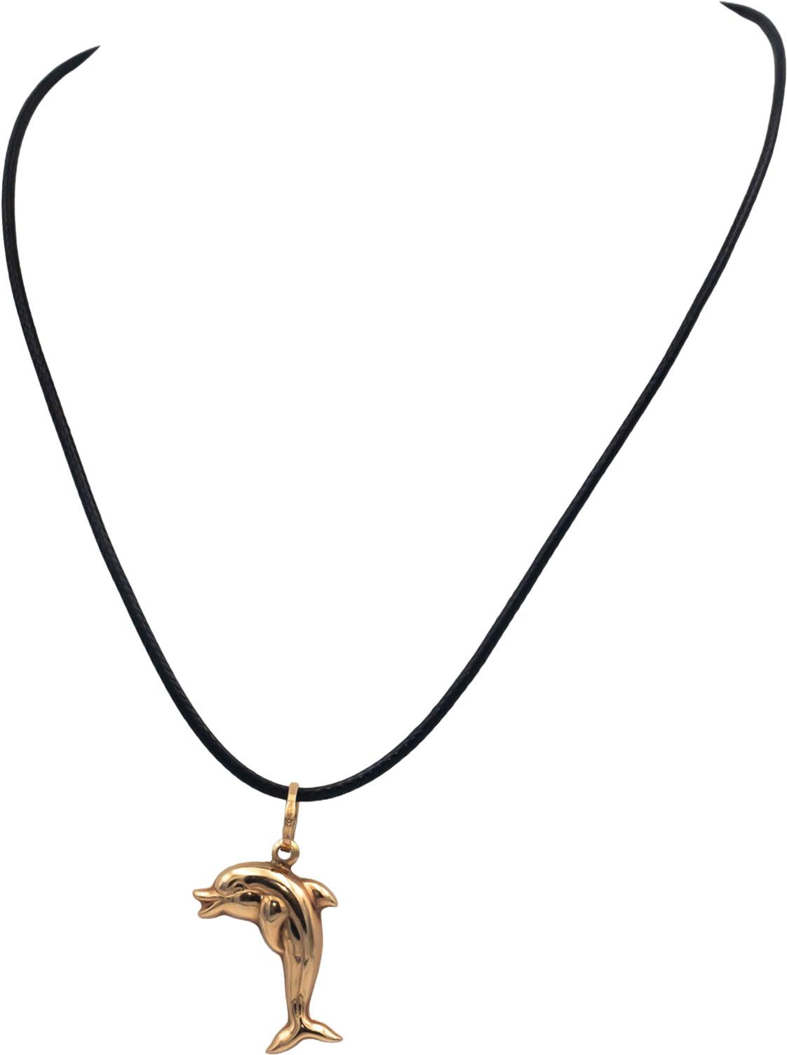 18k Yellow Gold Jewelry Dolphin Porpoise Pendant Necklace