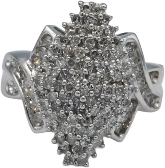 10k White Gold Round Diamond Cluster Cocktail Ring 1.40CT Size 7