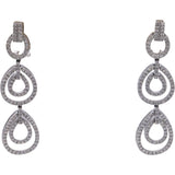 14k White Gold Round Diamond Drop Dangle Halo Earrings 1.50CT