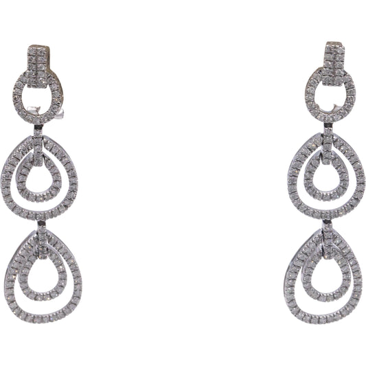 14k White Gold Round Diamond Drop Dangle Halo Earrings 1.50CT