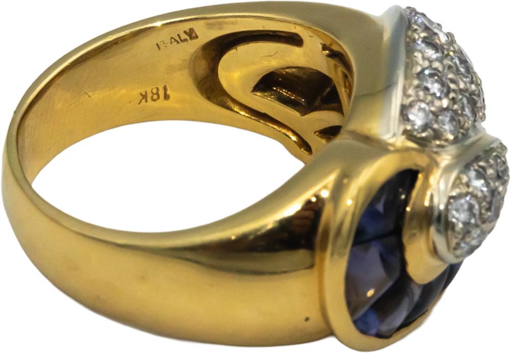 18k Yellow Gold VS Diamond and Tourmaline Cocktail Ring 2.25CT Size 6.5