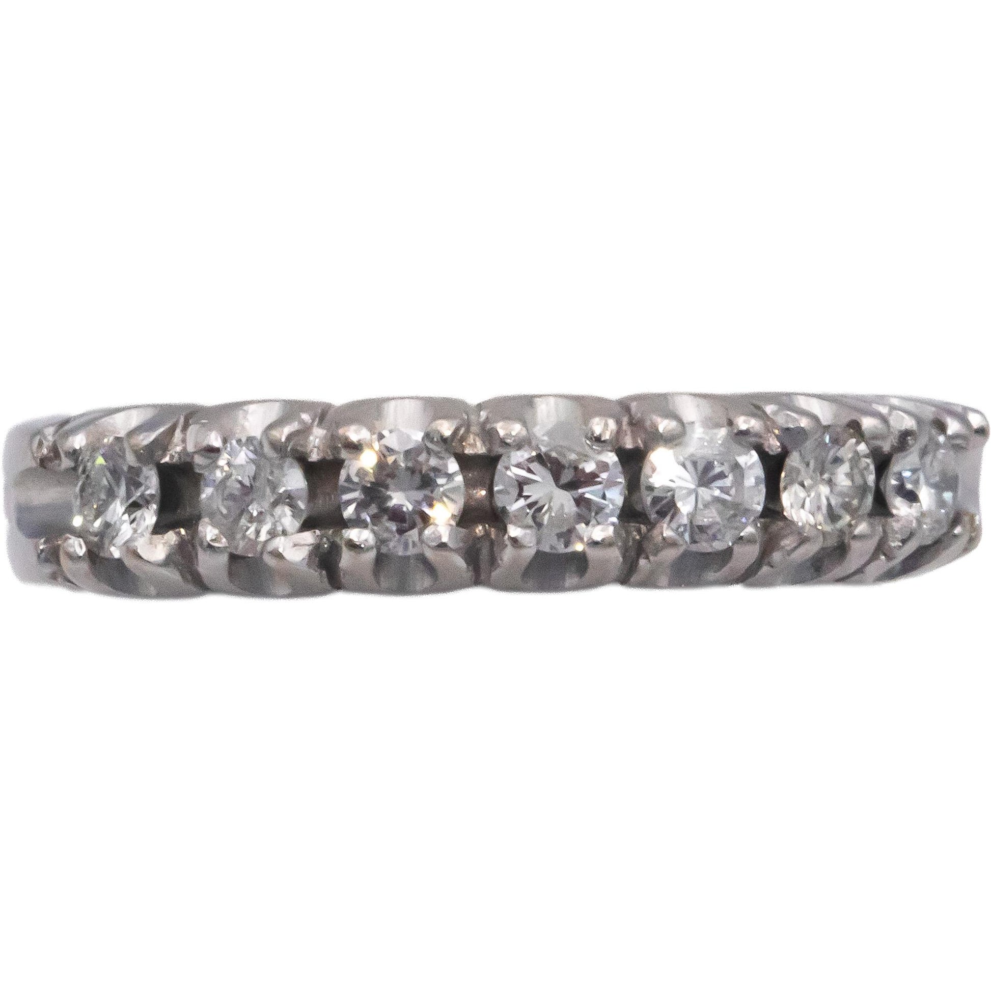 18k White Gold 0.35CT Round Cut Diamond Band Ring Size 6
