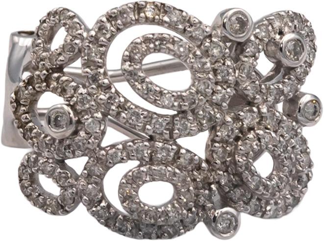 14k White Gold Round Cut Diamond Curved Earrings 1.0CT