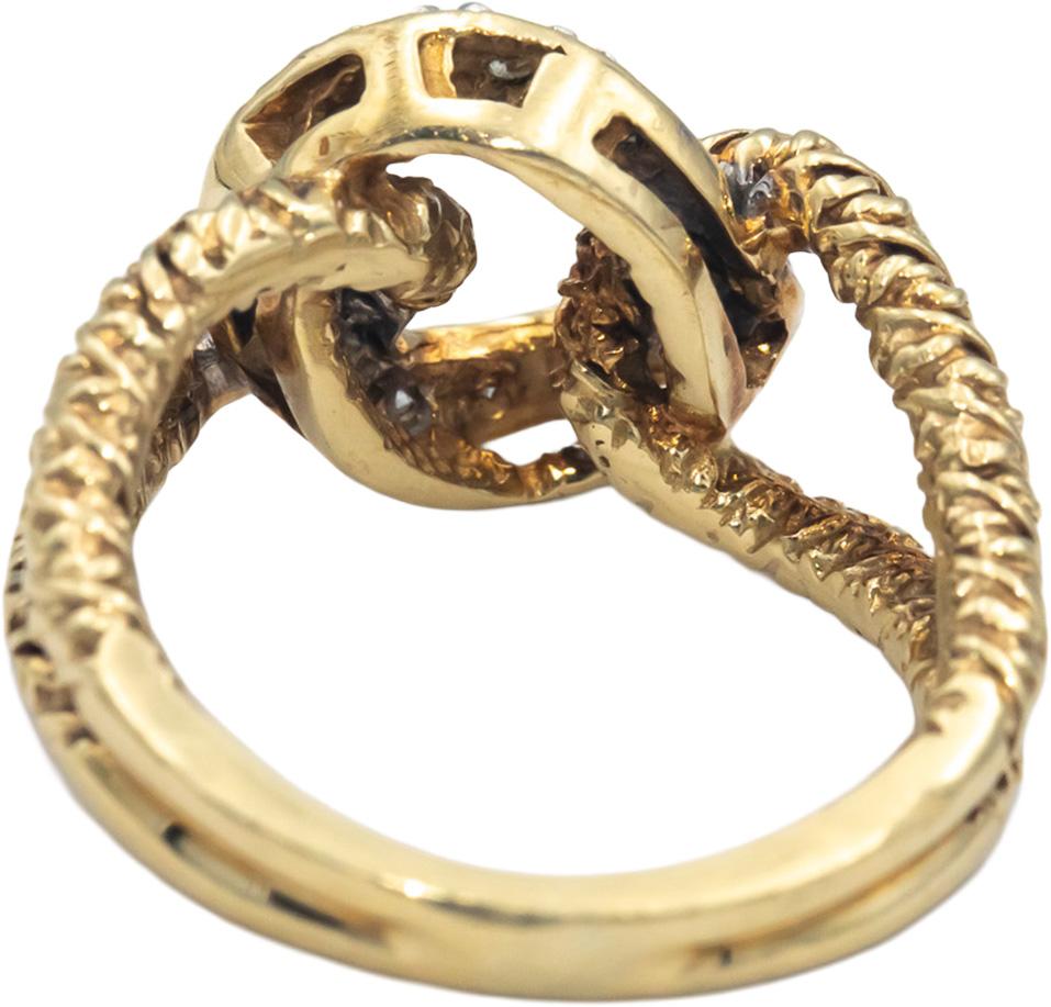 10k Yellow Gold 0.15CT VS Round Cut Diamond Chain Link Design Ring Size 5